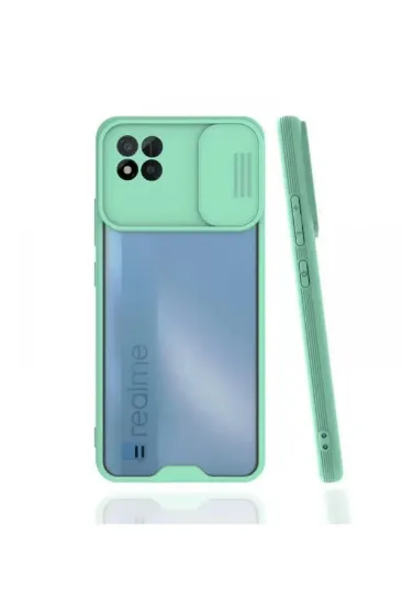 Newface Realme C11 2021 Kılıf Platin Kamera Koruma Silikon - Açık Yeşil resmi