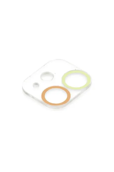 Newface iPhone 12 Mini Renkli Kamera Lens Koruma Cam - Sarı-Turuncu resmi