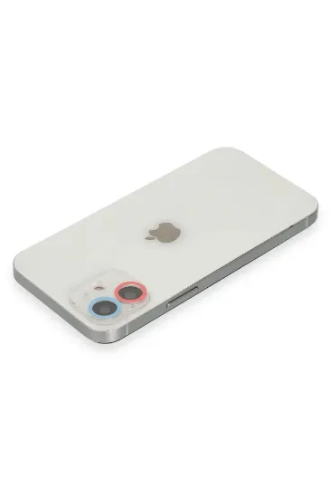 Newface iPhone 12 Mini Renkli Kamera Lens Koruma Cam - Pembe-Mavi resmi