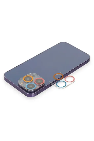 Newface iPhone 12 Pro Renkli Kamera Lens Koruma Cam - Pembe-Mavi resmi