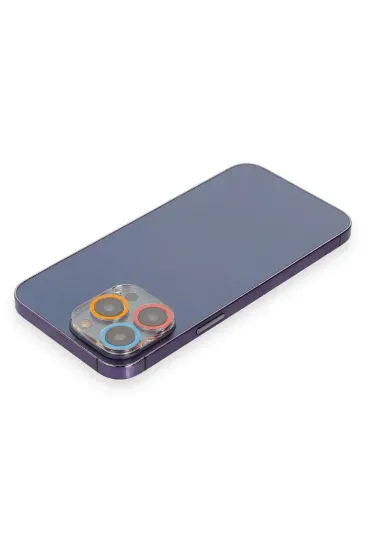 Newface iPhone 12 Pro Renkli Kamera Lens Koruma Cam - Pembe-Mavi resmi