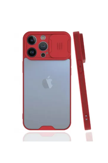 Newface iPhone 13 Pro Max Kılıf Platin Kamera Koruma Silikon - Kırmızı resmi