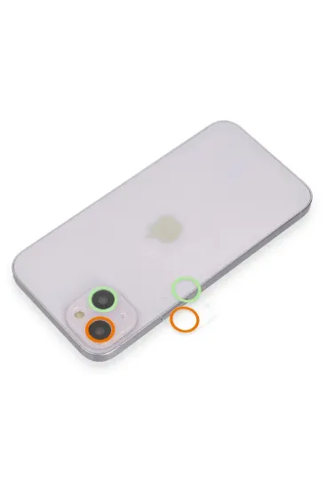 Newface iPhone 13 Renkli Kamera Lens Koruma Cam - Turuncu-Yeşil resmi