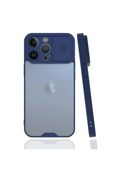 Newface iPhone 13 Pro Max Kılıf Platin Kamera Koruma Silikon - Lacivert resmi