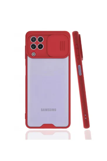 Newface Samsung Galaxy A22 Kılıf Platin Kamera Koruma Silikon - Kırmızı resmi