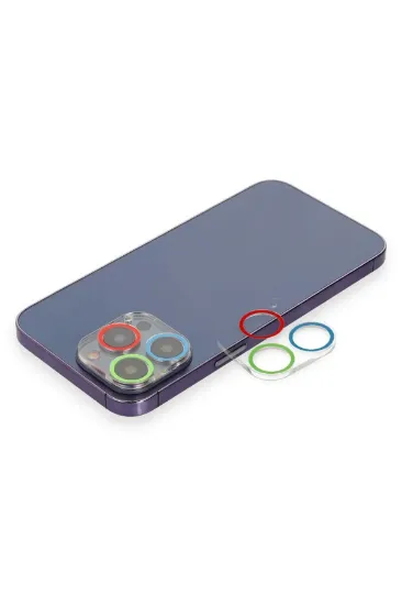 Newface iPhone 13 Pro Renkli Kamera Lens Koruma Cam - Mavi-Yeşil resmi