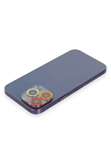 Newface iPhone 13 Pro Max Renkli Kamera Lens Koruma Cam - Turuncu-Kırmızı resmi