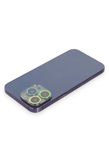 Newface iPhone 13 Pro Max Renkli Kamera Lens Koruma Cam - Yeşil-Sarı resmi