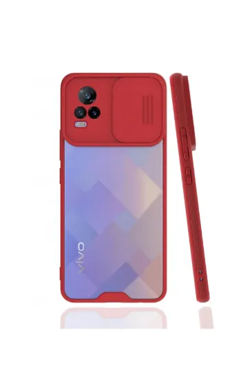 Newface Vivo V21e Kılıf Platin Kamera Koruma Silikon - Kırmızı resmi
