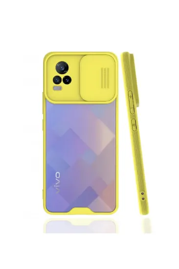 Newface Vivo V21e Kılıf Platin Kamera Koruma Silikon - Sarı resmi