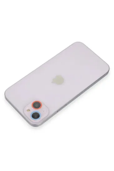 Newface iPhone 14 Renkli Kamera Lens Koruma Cam - Pembe-Mavi resmi
