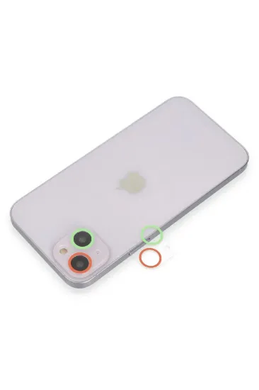 Newface iPhone 14 Plus Renkli Kamera Lens Koruma Cam - Yeşil-Pembe resmi