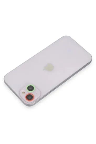 Newface iPhone 14 Plus Renkli Kamera Lens Koruma Cam - Yeşil-Pembe resmi