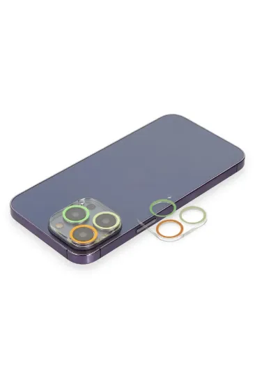 Newface iPhone 14 Pro Renkli Kamera Lens Koruma Cam - Sarı-Turuncu resmi