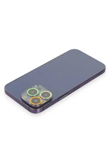 Newface iPhone 14 Pro Renkli Kamera Lens Koruma Cam - Sarı-Turuncu resmi