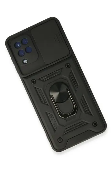 Newface Samsung Galaxy A22 Kılıf Pars Lens Yüzüklü Silikon - Siyah resmi