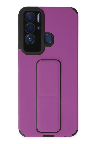 Newface Tecno Pova Neo Kılıf Mega Standlı Silikon - Mor resmi