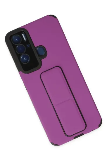 Newface Tecno Pova Neo Kılıf Mega Standlı Silikon - Mor resmi