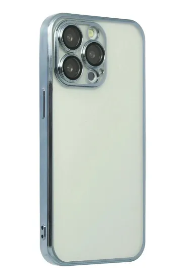 Newface iPhone 13 Pro Max Kılıf Razer Lensli Silikon - Mavi resmi