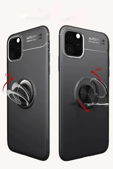 Newface iPhone 11 Pro Kılıf Range Yüzüklü Silikon - Siyah-Kırmızı resmi