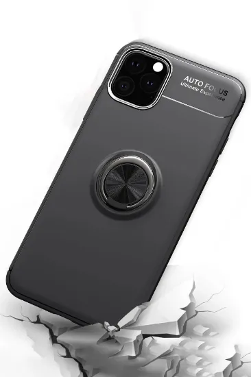 Newface iPhone 11 Pro Kılıf Range Yüzüklü Silikon - Siyah-Kırmızı resmi