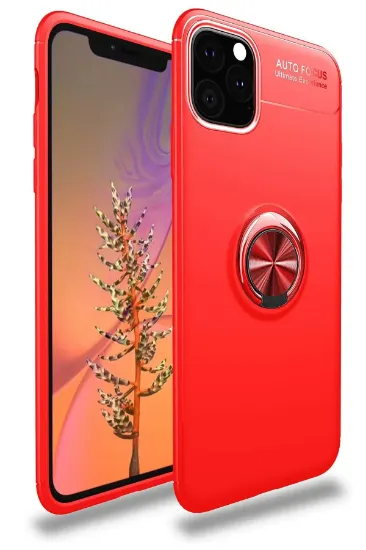Newface iPhone 11 Pro Kılıf Range Yüzüklü Silikon - Kırmızı resmi