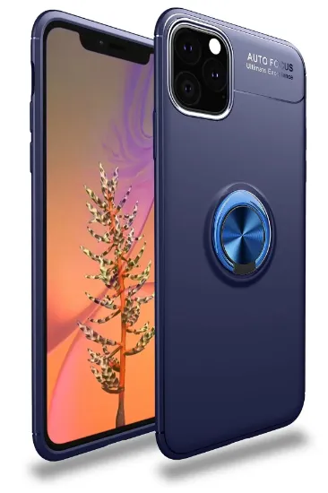 Newface iPhone 11 Pro Kılıf Range Yüzüklü Silikon - Mavi resmi