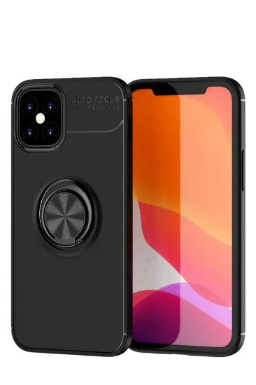Newface iPhone 12 Mini Kılıf Range Yüzüklü Silikon - Siyah resmi