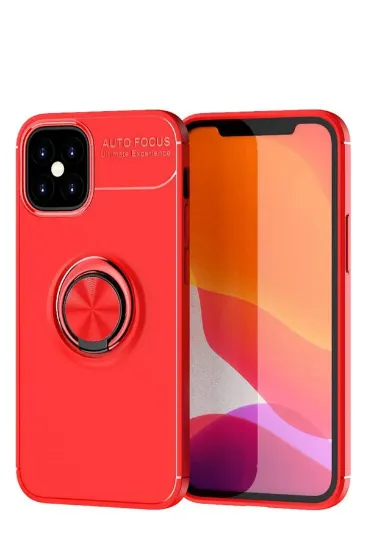 Newface iPhone 12 Mini Kılıf Range Yüzüklü Silikon - Kırmızı resmi