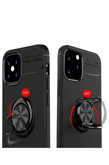 Newface iPhone 12 Mini Kılıf Range Yüzüklü Silikon - Kırmızı resmi