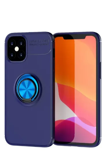Newface iPhone 12 Mini Kılıf Range Yüzüklü Silikon - Mavi resmi