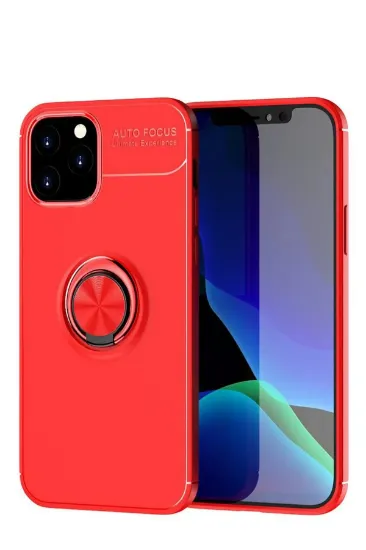 Newface iPhone 12 Kılıf Range Yüzüklü Silikon - Kırmızı resmi