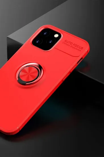 Newface iPhone 12 Kılıf Range Yüzüklü Silikon - Kırmızı resmi