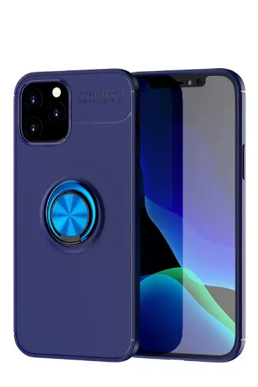 Newface iPhone 12 Kılıf Range Yüzüklü Silikon - Mavi resmi