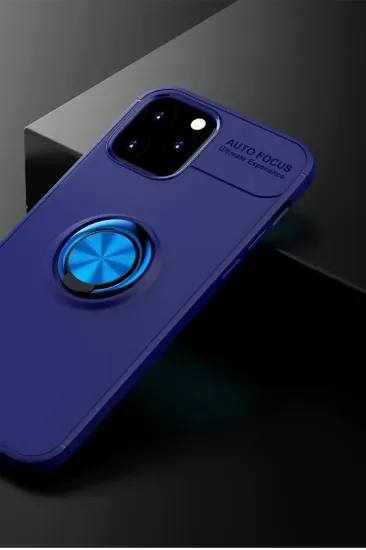 Newface iPhone 12 Kılıf Range Yüzüklü Silikon - Mavi resmi