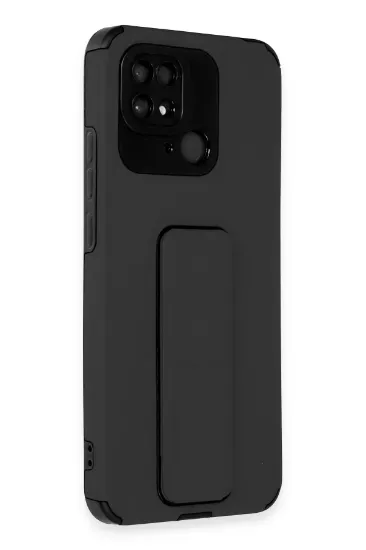 Newface Xiaomi Redmi 10C Kılıf Mega Standlı Silikon - Siyah resmi