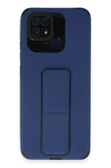 Newface Xiaomi Redmi 10C Kılıf Mega Standlı Silikon - Mavi resmi