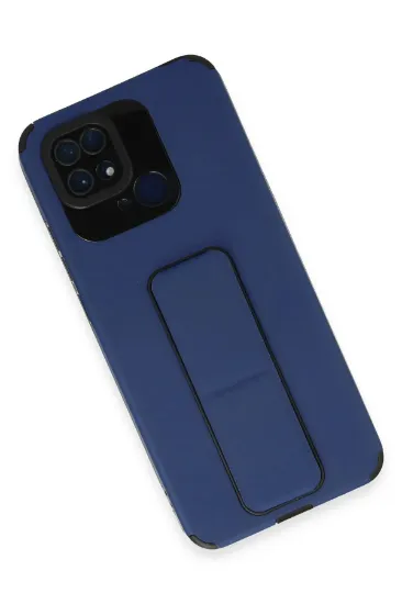 Newface Xiaomi Redmi 10C Kılıf Mega Standlı Silikon - Mavi resmi