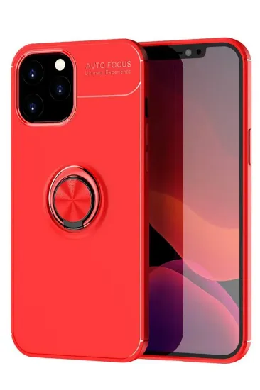 Newface iPhone 12 Pro Max Kılıf Range Yüzüklü Silikon - Kırmızı resmi