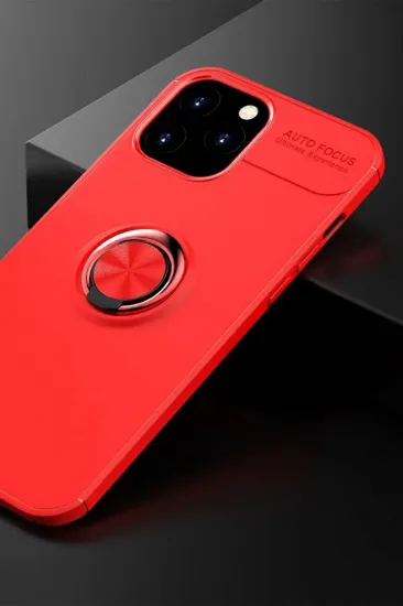 Newface iPhone 12 Pro Max Kılıf Range Yüzüklü Silikon - Kırmızı resmi