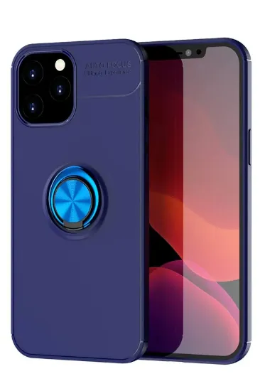Newface iPhone 12 Pro Max Kılıf Range Yüzüklü Silikon - Mavi resmi