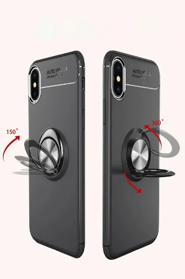 Newface iPhone XS Max Kılıf Range Yüzüklü Silikon - Mavi resmi