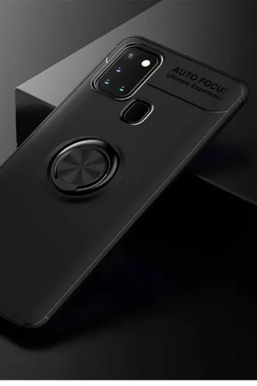 Newface Samsung Galaxy M31 Kılıf Range Yüzüklü Silikon - Siyah resmi