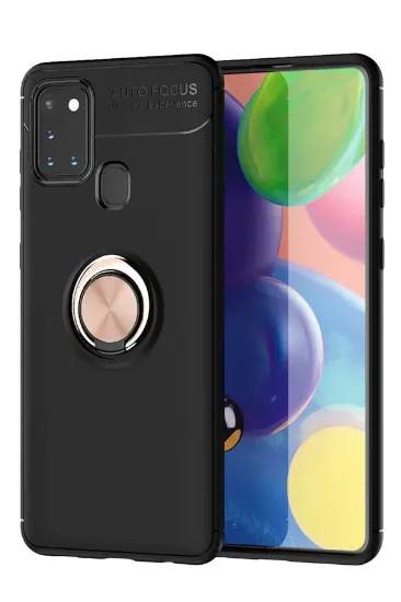 Newface Samsung Galaxy M31 Kılıf Range Yüzüklü Silikon - Siyah-Gold resmi