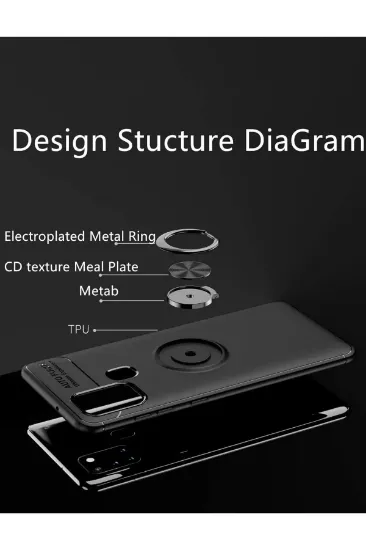 Newface Samsung Galaxy M31 Kılıf Range Yüzüklü Silikon - Siyah-Gold resmi