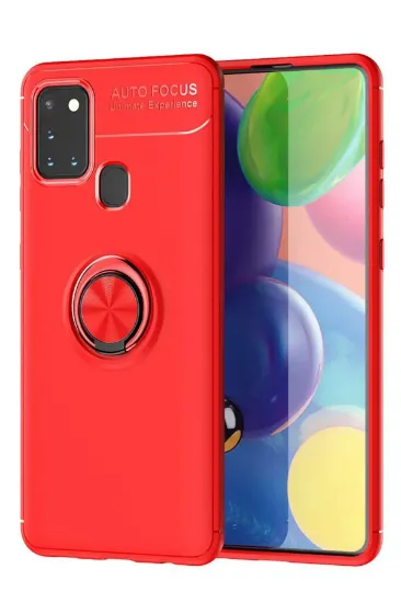Newface Samsung Galaxy M31 Kılıf Range Yüzüklü Silikon - Kırmızı resmi