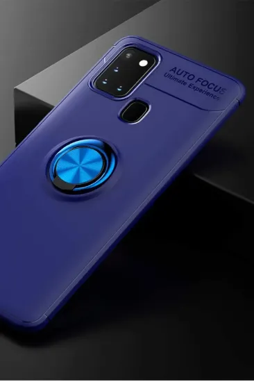 Newface Samsung Galaxy M31 Kılıf Range Yüzüklü Silikon - Mavi resmi