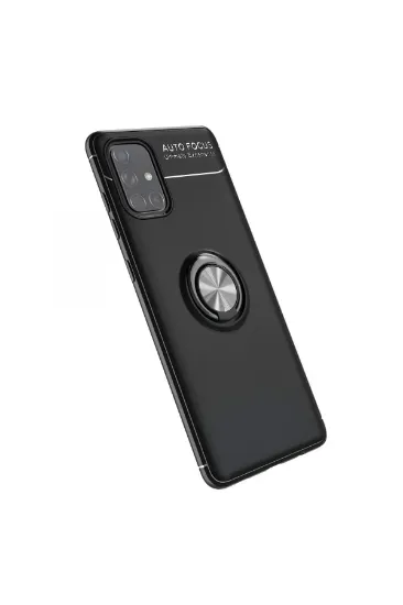 Newface Samsung Galaxy A71 Kılıf Range Yüzüklü Silikon - Siyah resmi