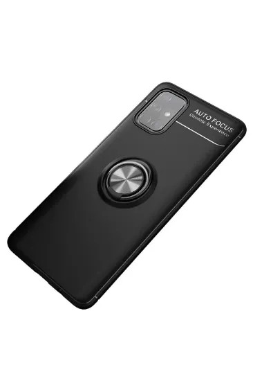 Newface Samsung Galaxy M31S Kılıf Range Yüzüklü Silikon - Siyah resmi