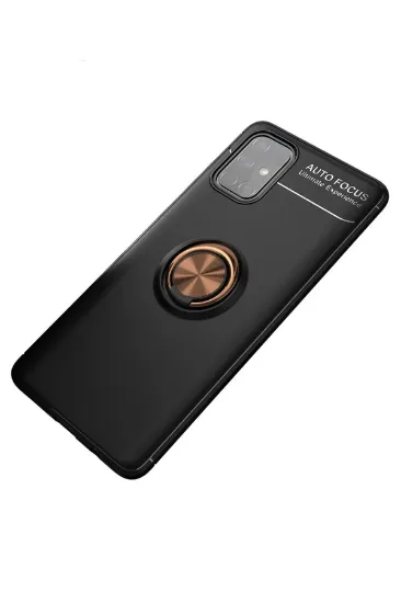 Newface Samsung Galaxy M31S Kılıf Range Yüzüklü Silikon - Siyah-Gold resmi